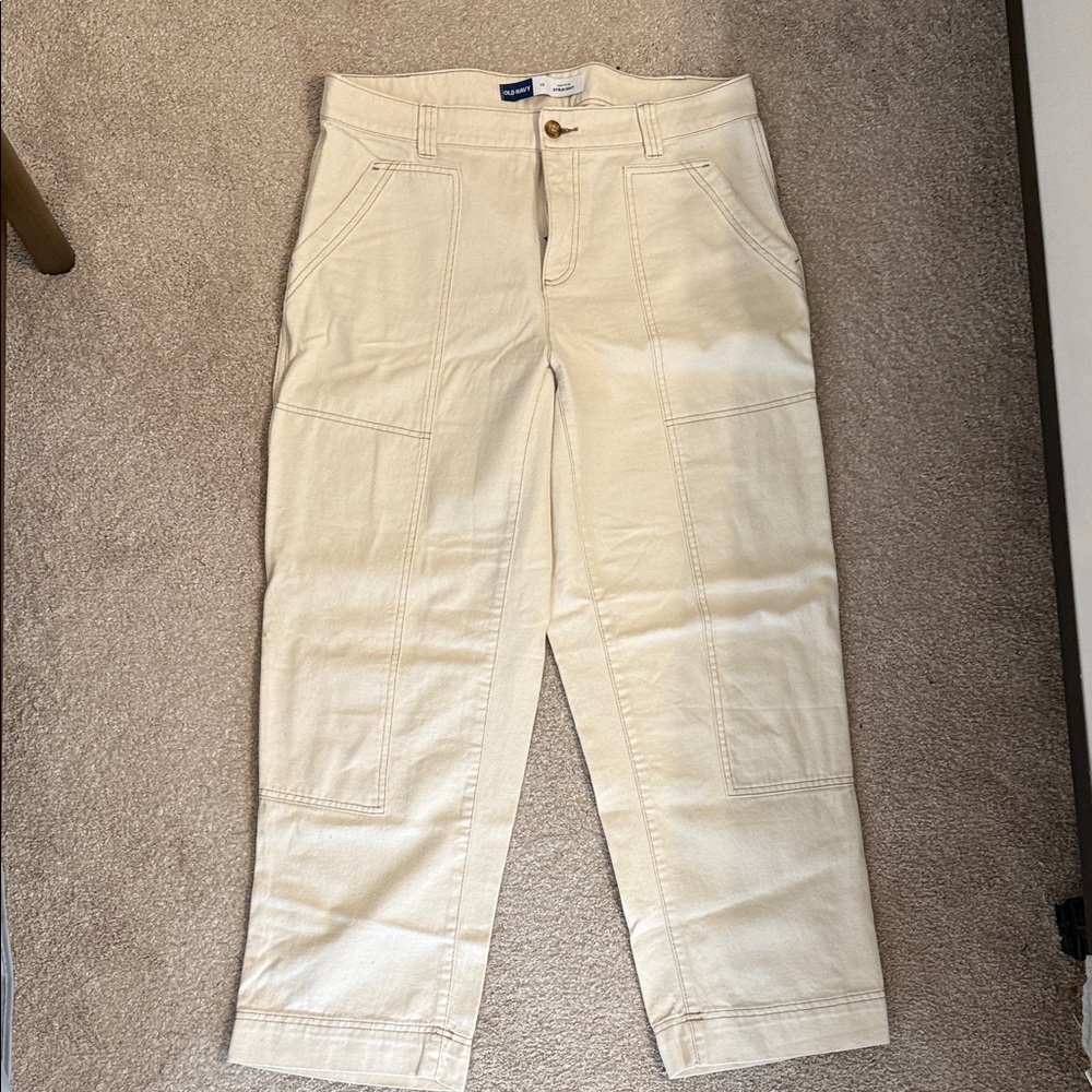 Old Navy women’s sky high wide leg Tan Cargo Pants